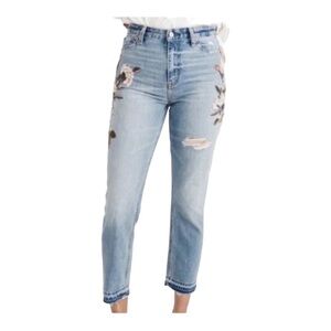 Abercrombie & Fitch Embroidered Boho Annie High Rise Girlfriend Size 25